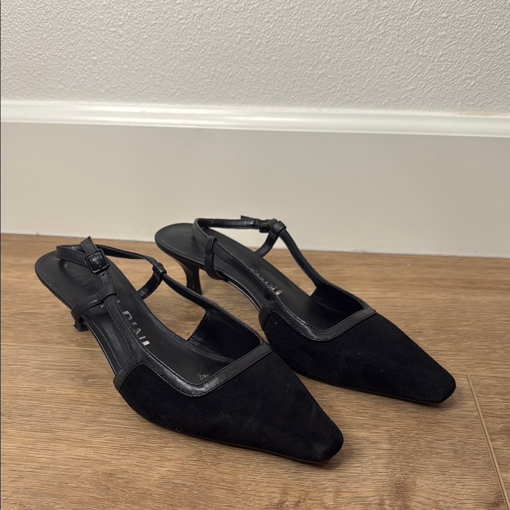 Gianni Bini Black Slingback Heels with T-Strap